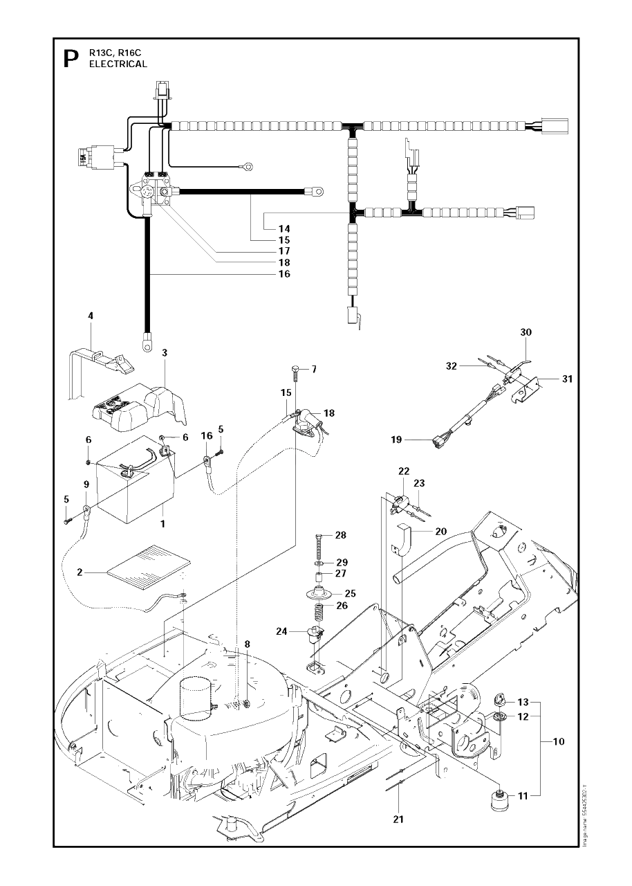 Electrical Diagram and Parts List for R13C (965094301)(2010-07) Husqvarna Lawn Tractor