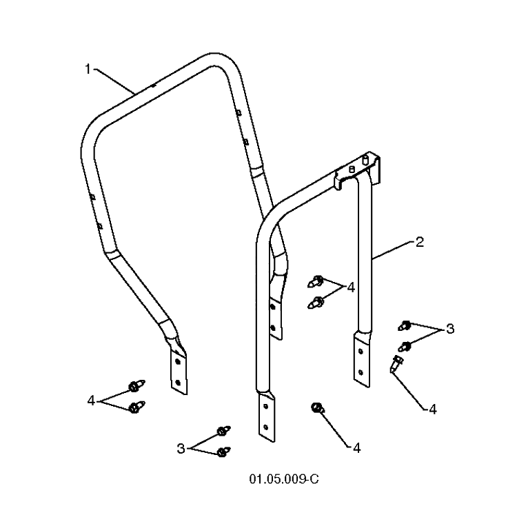 Handle 2 Diagram and Parts List for 14527XLS (96193006101)(2010-08) Husqvarna Snow Blower