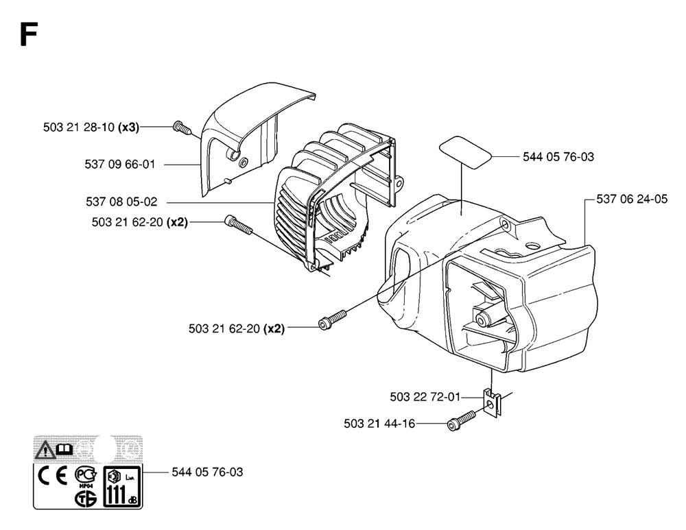 Cover Diagram and Parts List for 325HD75X 20062300001 - 20081400000 Husqvarna Hedge Trimmer