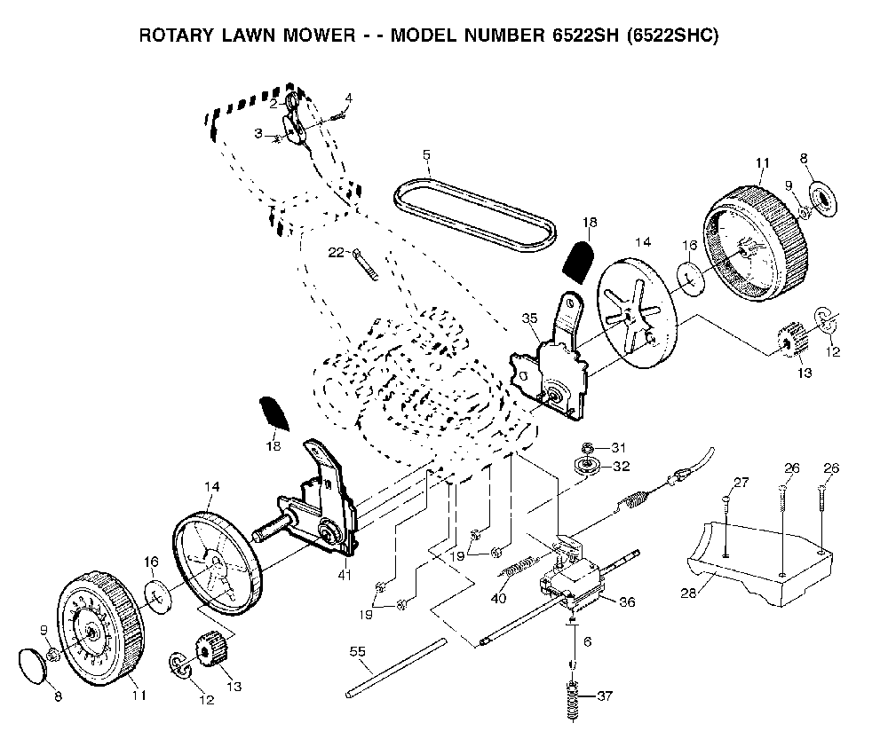 Repair Parts Diagram and Parts List for 6522SHC (954222718, 532702511)(2001-11) Husqvarna Lawn Mower