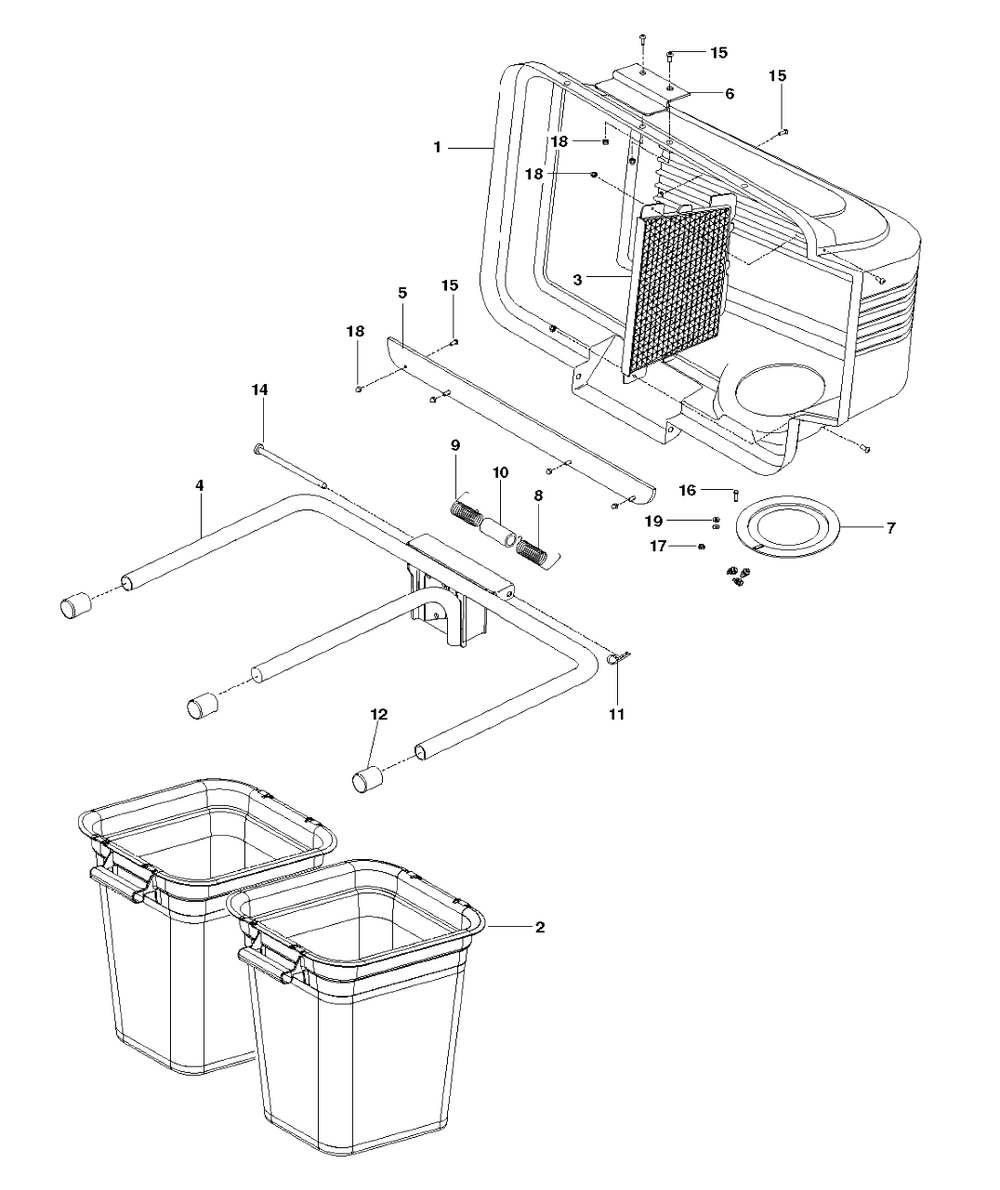 Bagger Diagram and Parts List for Z46 (968999746)(2011-06) Husqvarna Lawn Tractor Accessories