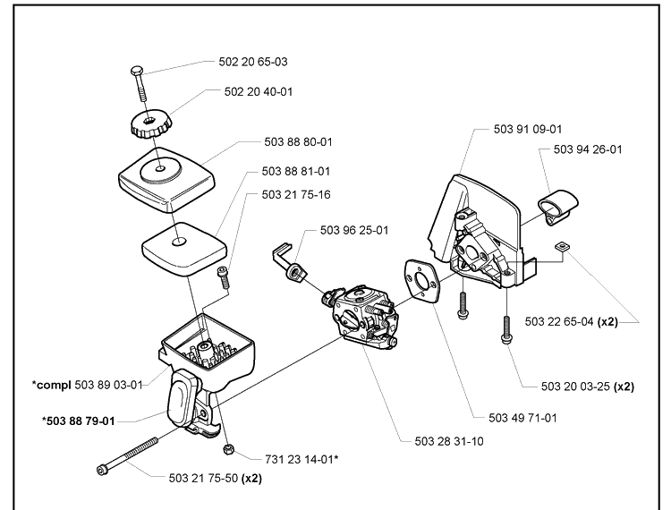 Engine 2 Diagram and Parts List for 322C 2000-10 Husqvarna Brush Cutter