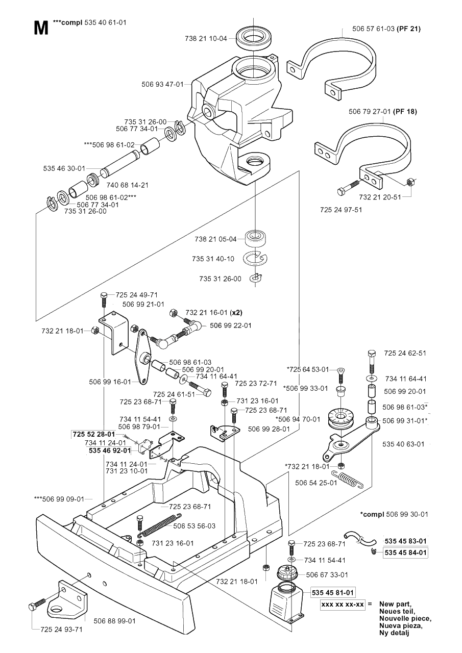 Steering Column Diagram and Parts List for PF18 (953522401)(2004-06) Husqvarna Lawn Tractor