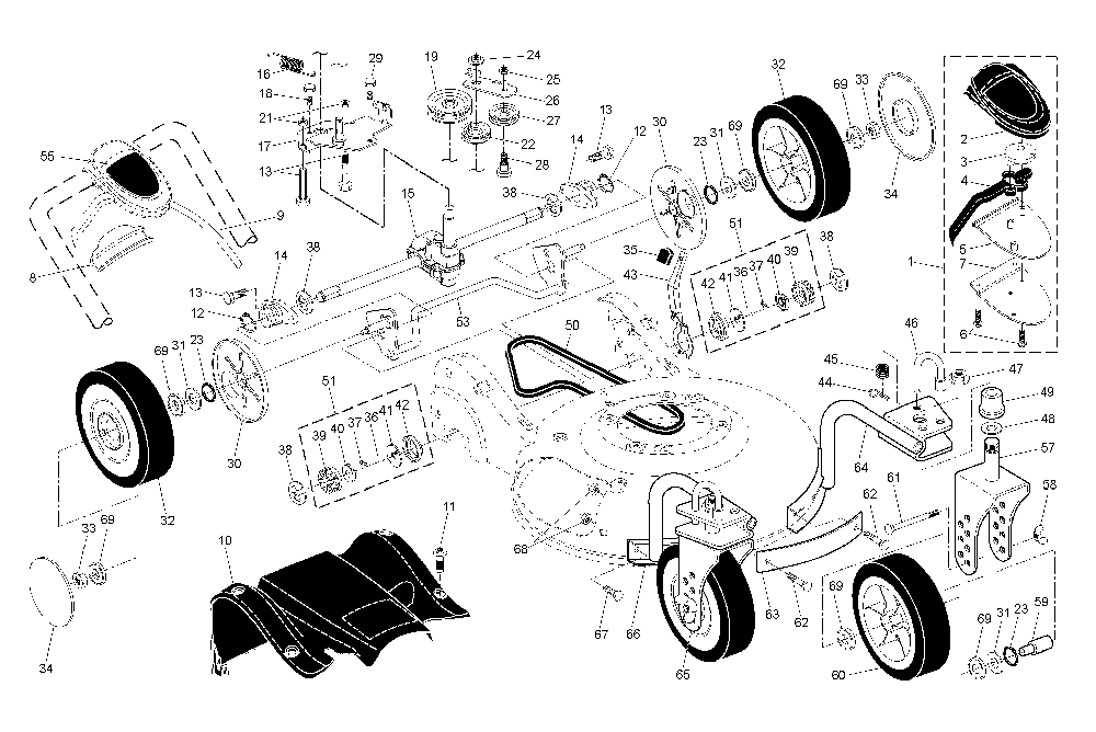 Drive Diagram and Parts List for R152SVSW (95417024401)(2005-02) Husqvarna Lawn Mower