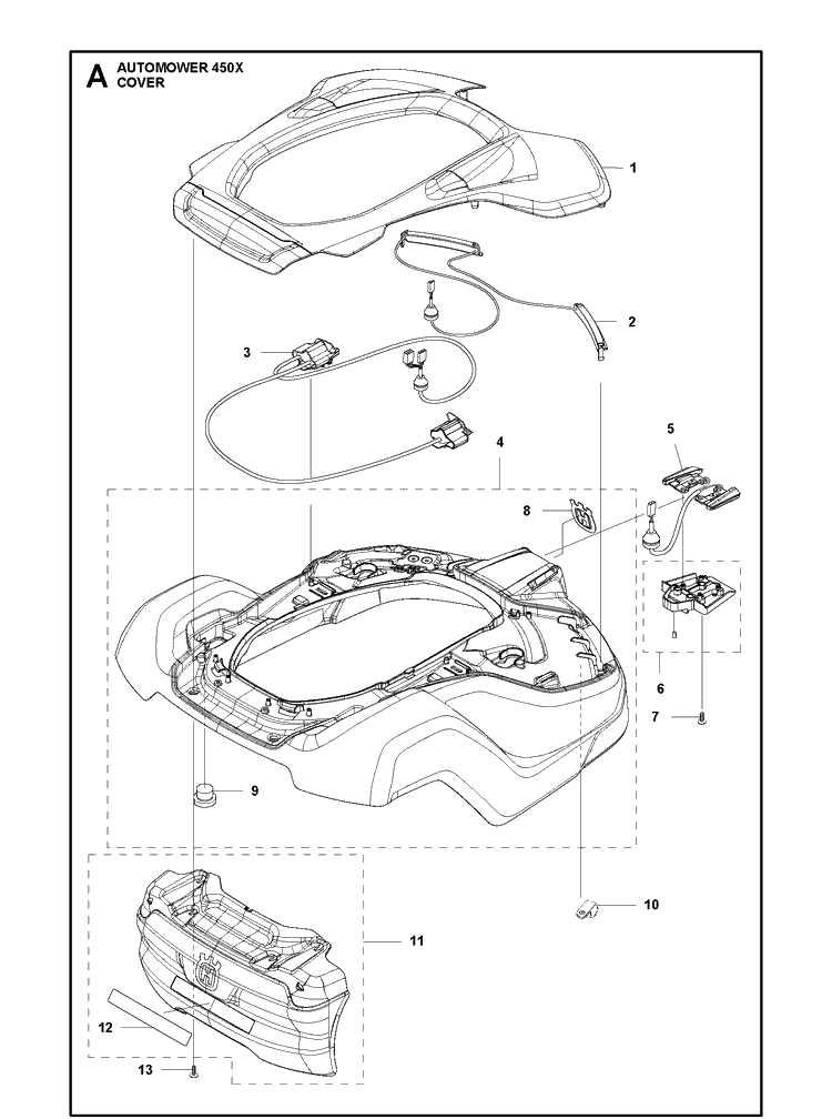 Cover Diagram and Parts List for 450X 2020 Husqvarna Lawn Mower