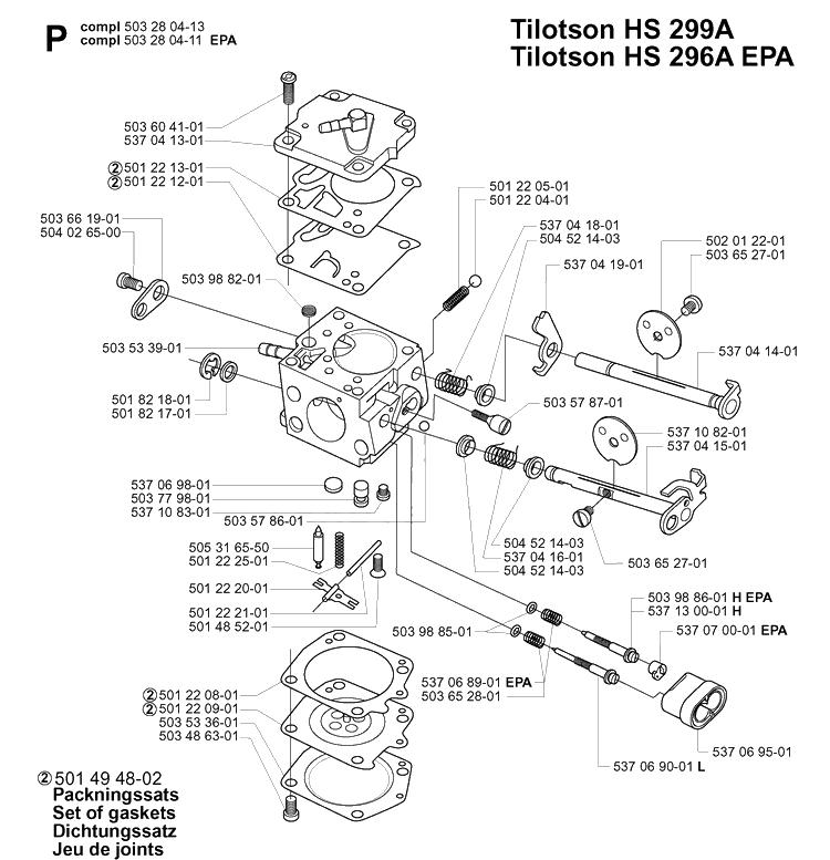 Carburetor Details Diagram and Parts List for 385XP 20011300001-20034000000 Husqvarna Chainsaw