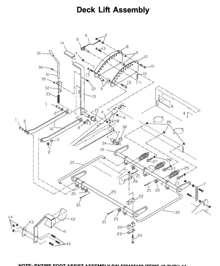 Mower Lift / Deck Lift Diagram and Parts List for ZTH6125 (968999186)(2006-04) Husqvarna Lawn Mower
