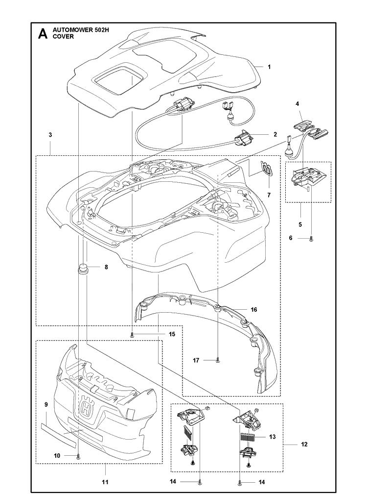 Cover Diagram and Parts List for 502H 2021-01 Husqvarna Lawn Mower