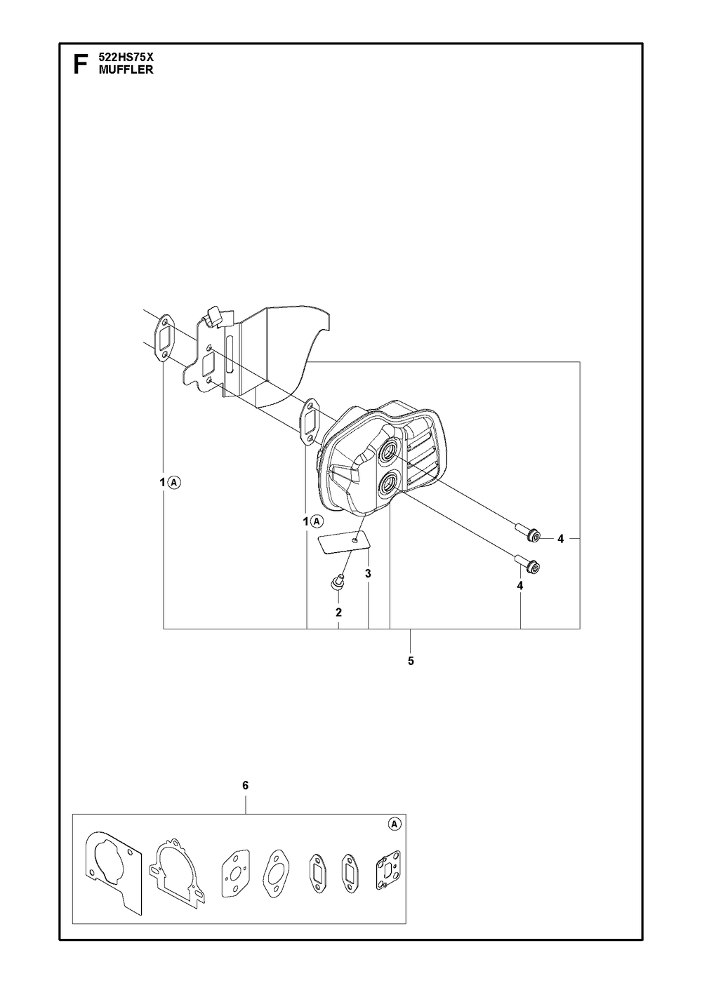 Cutting Equipment Diagram and Parts List for 522HS75X  Husqvarna Hedge Trimmer