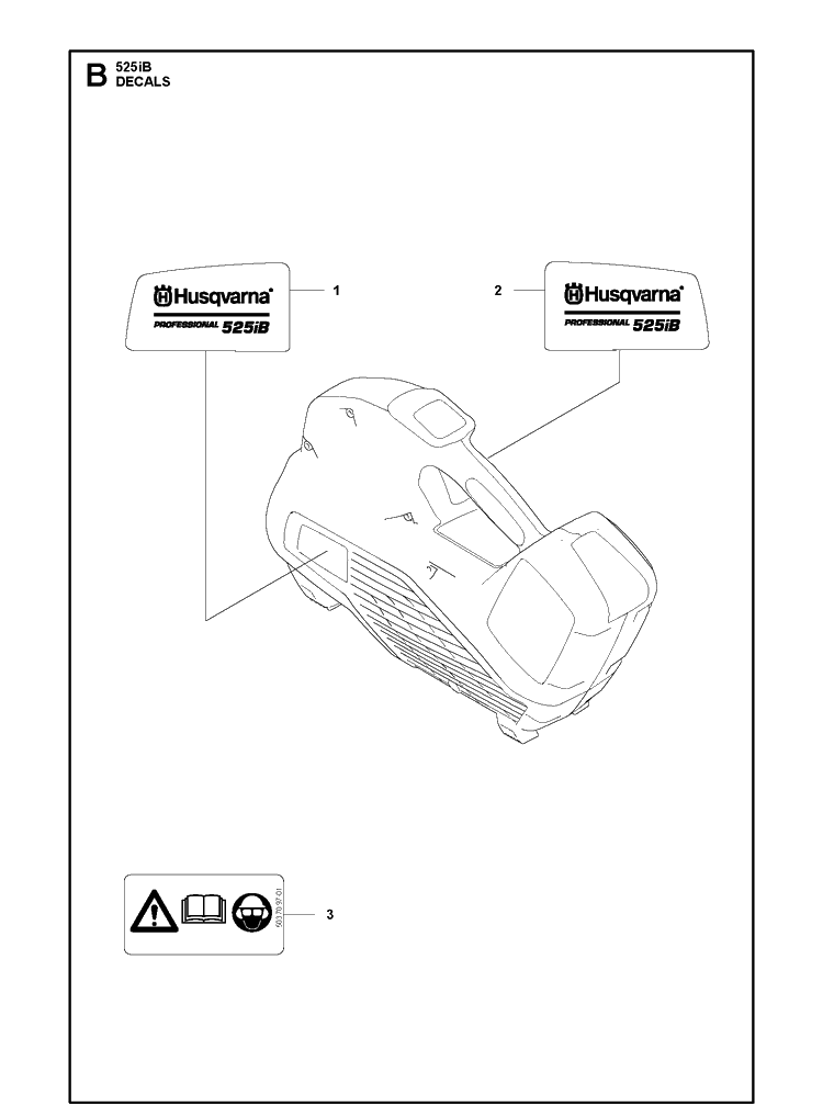 Decals Diagram and Parts List for 525IB  Husqvarna Leaf Blower / Vacuum