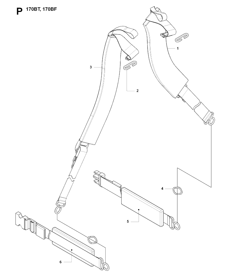 Harness Diagram and Parts List for 170BT 20084000001-Current Husqvarna Leaf Blower / Vacuum