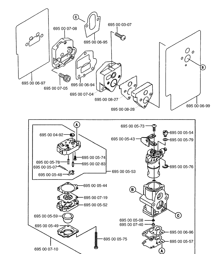 Carburetor Diagram and Parts List for 155BF (Carb II)(2001-04) Husqvarna Leaf Blower / Vacuum