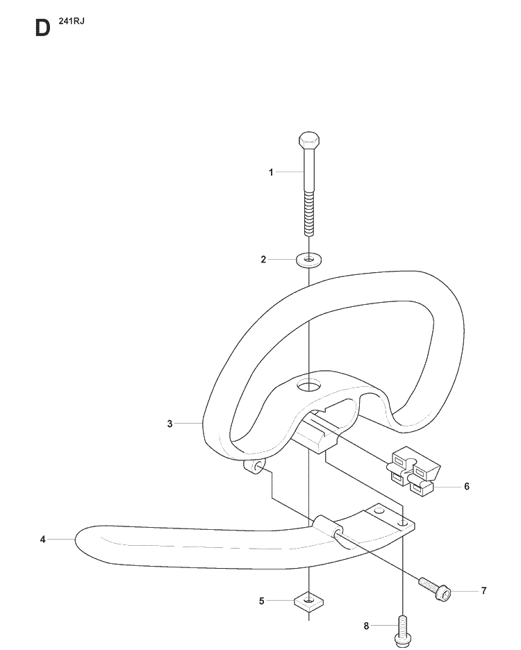 Handle Diagram and Parts List for 241RJ  Husqvarna Brush Cutter