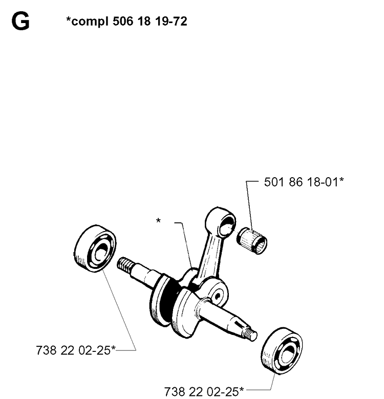 Crankshaft Diagram and Parts List for 262XP 19992300001-Current Husqvarna Chainsaw