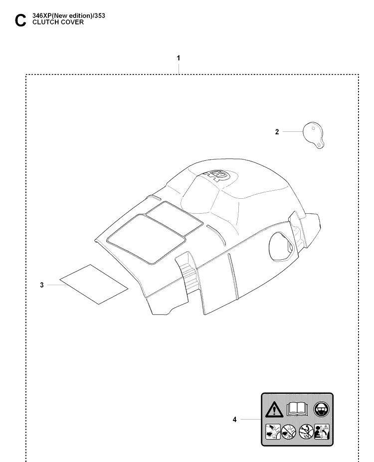 Cylinder Cover Diagram and Parts List for 353 20090400001-Current Husqvarna Chainsaw