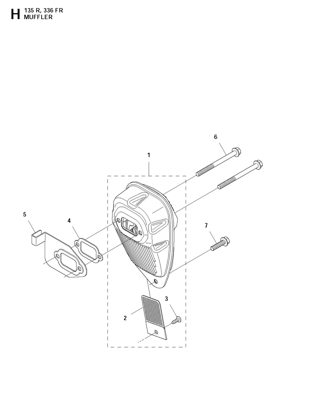 Muffler Diagram and Parts List for 336RK  Husqvarna Brush Cutter