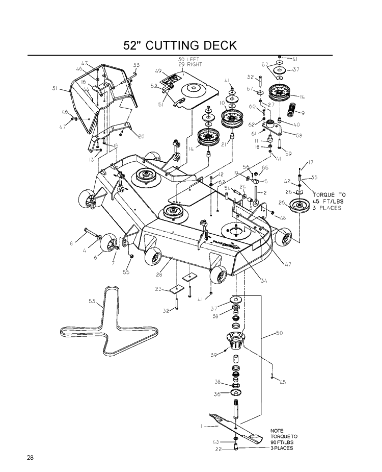 52 Inch/132cm Cutting Deck Diagram and Parts List for IZ5223 (968999707)(2007-09) Husqvarna Lawn Mower