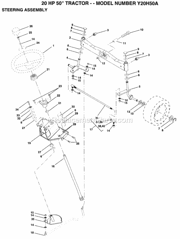 Seat Diagram and Parts List for Y20H50A 1994 Husqvarna Lawn Tractor