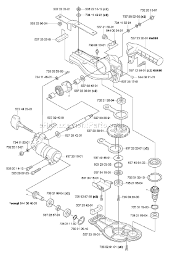 Page J Diagram and Parts List for HA850ATTACHMENT 2005-10 Husqvarna Trimmer