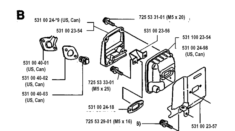 Muffler Diagram and Parts List for 125E  Husqvarna Edger