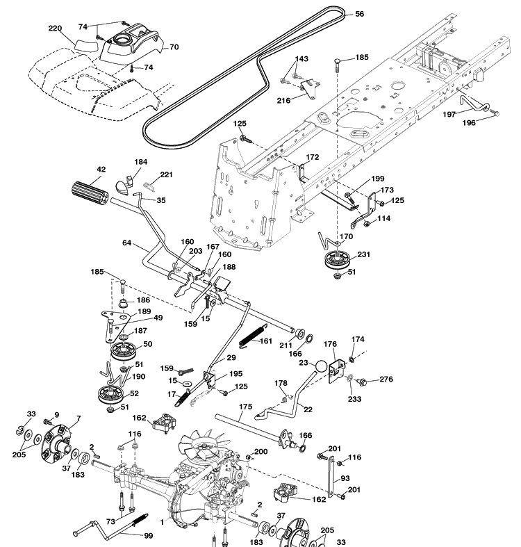 Drive Diagram and Parts List for LGT2554 (96045001501)(2009-05) Husqvarna Lawn Mower