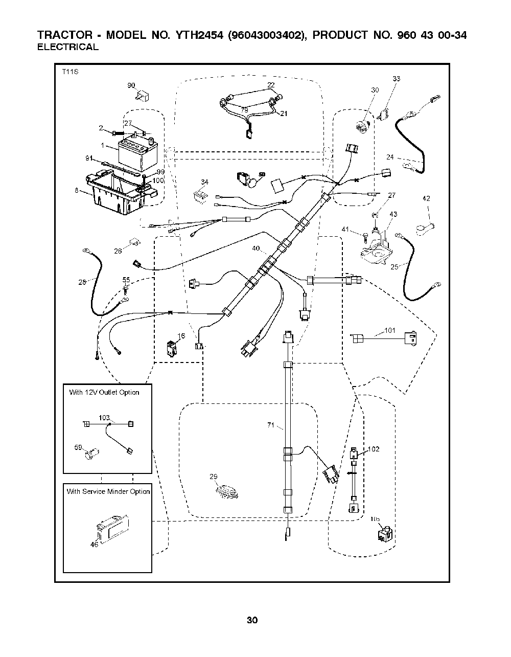 Electrical Diagram and Parts List for YTH245496043003402 2008-02 Husqvarna Lawn Tractor