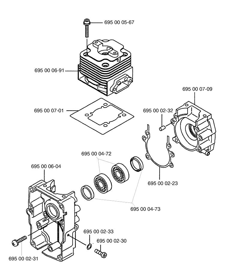 Cylinder / Crankcase Diagram and Parts List for 155BT (Carb II)(2001-04) Husqvarna Leaf Blower / Vacuum