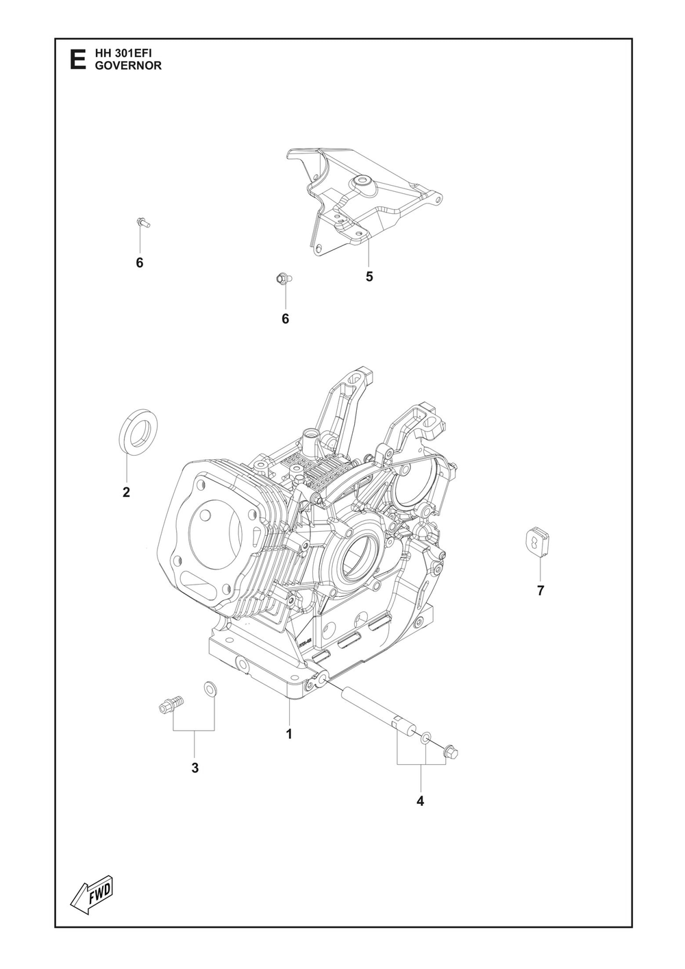 Governor Diagram and Parts List for HH301EFI 598610301, 598610302 Husqvarna Engine