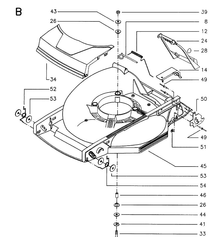 Frame Diagram and Parts List for JET46R  Husqvarna Lawn Mower