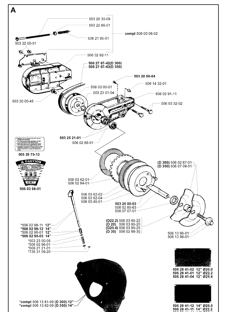 Cutting Arm And Blade Guard Diagram and Parts List for 268K 1999-09 Husqvarna Lawn Tractor Accessories