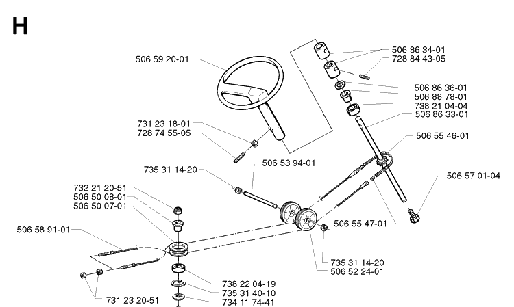 Steering Diagram and Parts List for PR15 2002-02 Husqvarna Lawn Mower