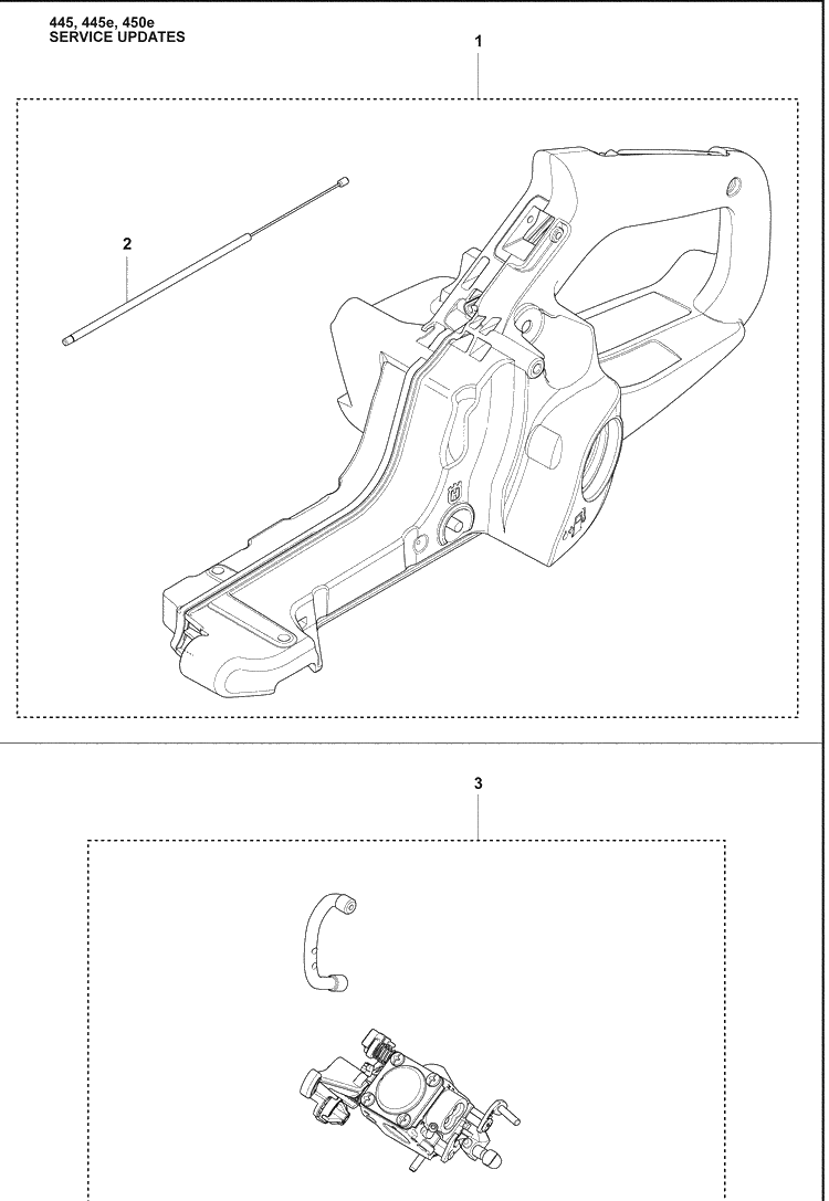 Service Updates Diagram and Parts List for 450E 2009-02 Husqvarna Chainsaw