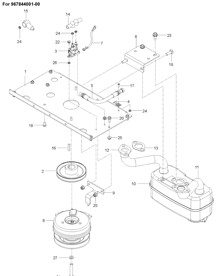 Engine Mounting, Guards And Muffler 3 Diagram and Parts List for M-ZT52  Husqvarna Lawn Mower