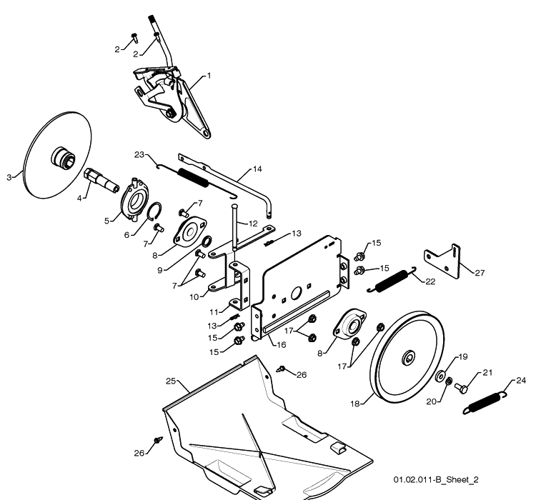 Drive 1 Diagram and Parts List for 11524E (96193006600)(2010-05) Husqvarna Snow Blower