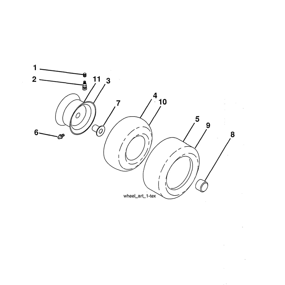 Wheels & Tires Diagram and Parts List for 96043026000  Husqvarna Lawn Tractor