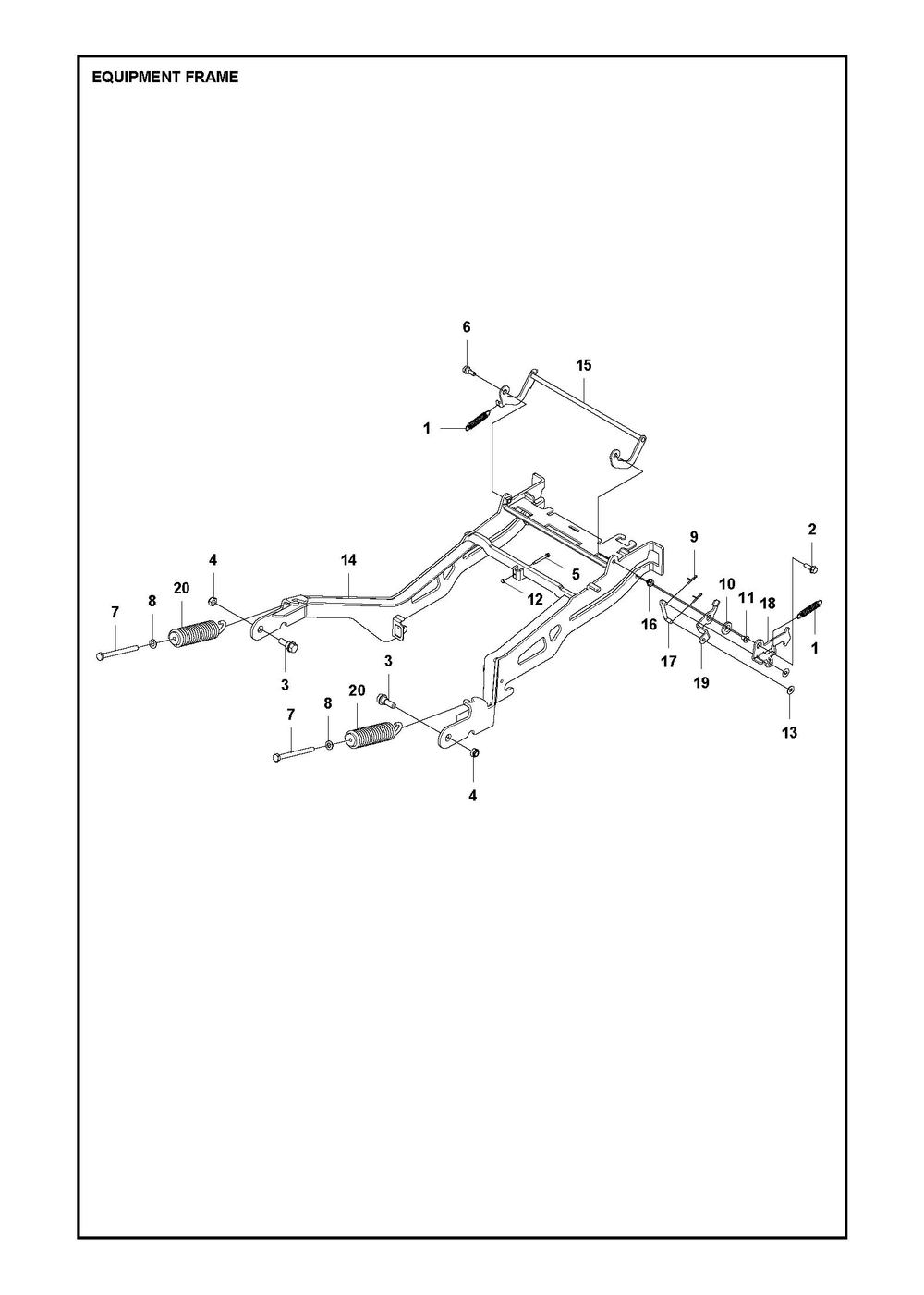 Frame Diagram and Parts List for RC320TSAWD 2023 Husqvarna Lawn Tractor