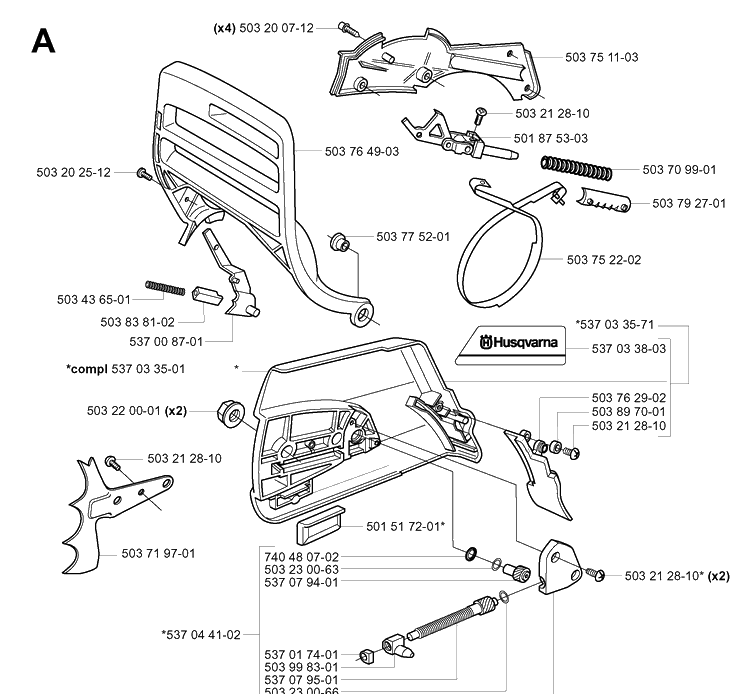 Chain Brake Diagram and Parts List for 365 20051800001-20070900000 Husqvarna Chainsaw