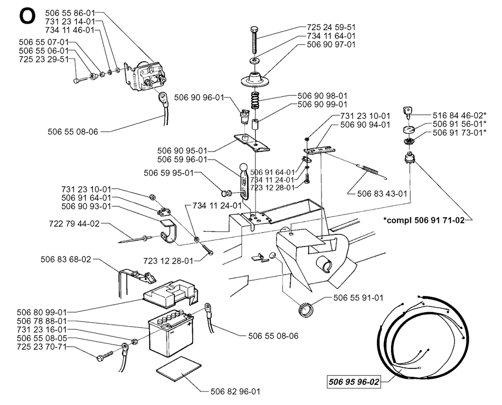 Electrical Diagram and Parts List for R11 1998-09 Husqvarna Lawn Tractor