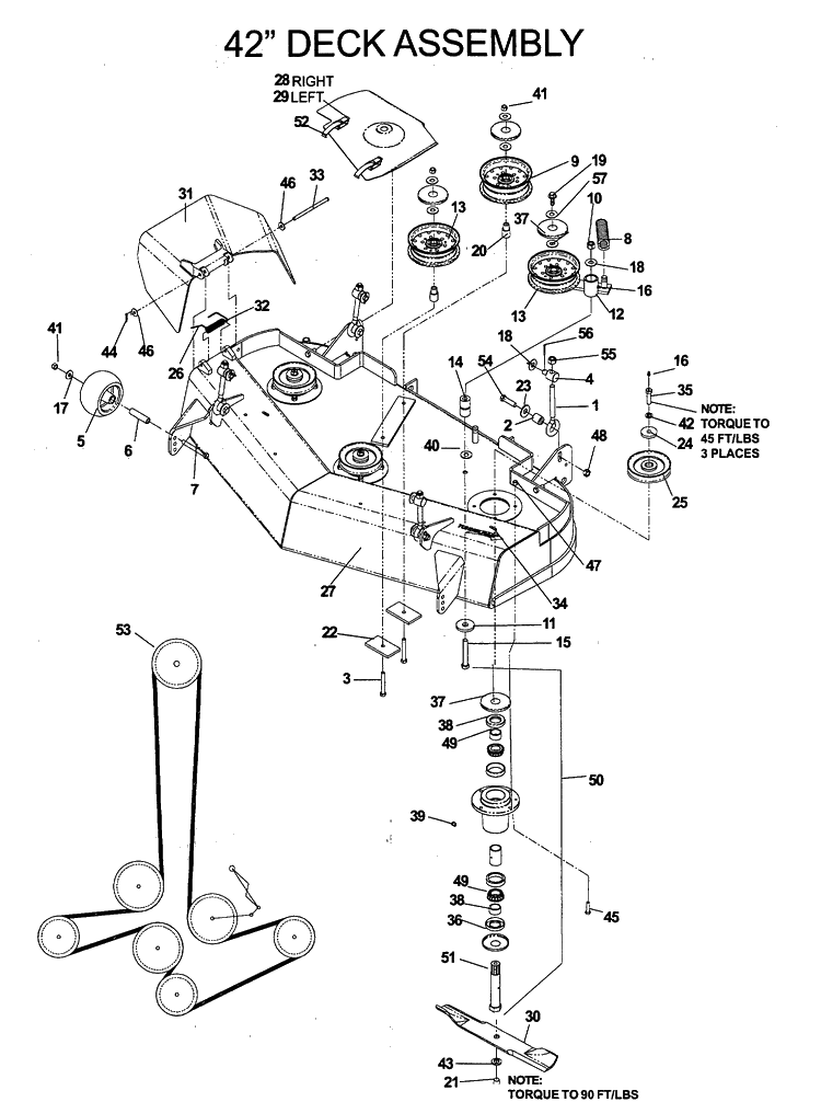 42inch Cutting Deck Diagram and Parts List for IZ5223 (968999526)(2006-08) Husqvarna Lawn Mower
