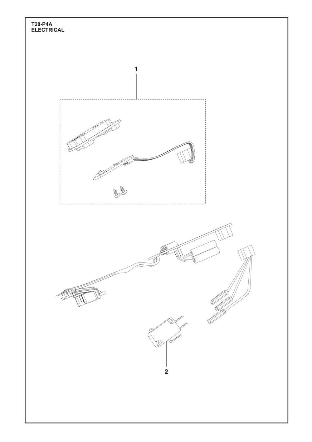 Electrical Diagram and Parts List for T28-P4A  Husqvarna Trimmer