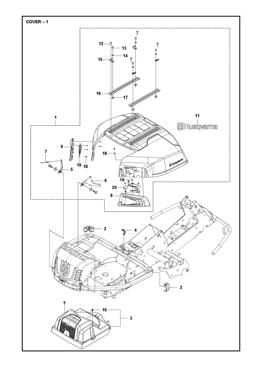 Cover Diagram and Parts List for R316TXAWD 2022 Husqvarna Lawn Tractor