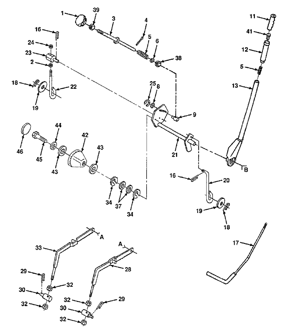 Lift Adjustment (Part 1) Diagram and Parts List for YT140H (954000151-B)(1991-01) Husqvarna Lawn Tractor