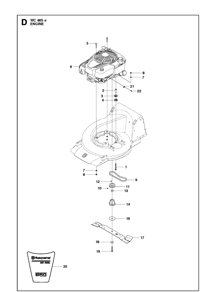 Engine Diagram and Parts List for WC48SE  Husqvarna Lawn Mower
