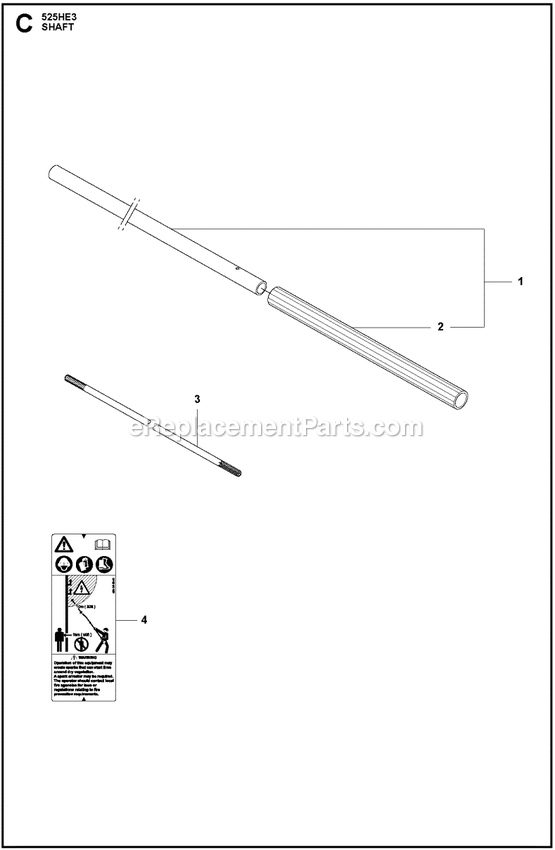Shaft Diagram and Parts List for 525HE3  Husqvarna Trimmer