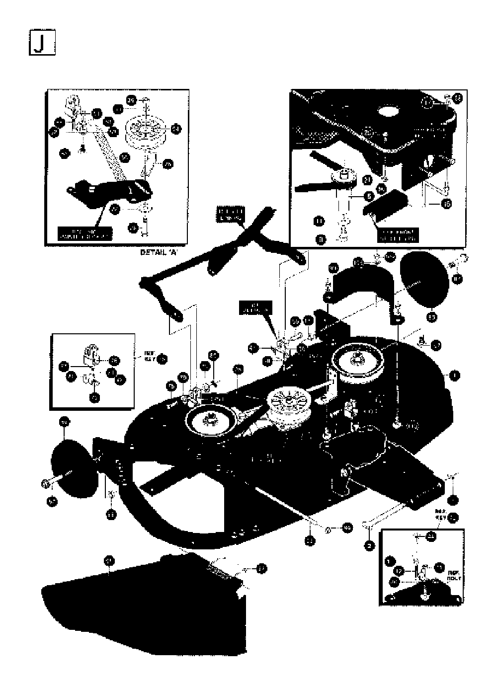 Mower Deck / Cutting Deck Diagram and Parts List for LT4140H 1995-03 Husqvarna Lawn Tractor