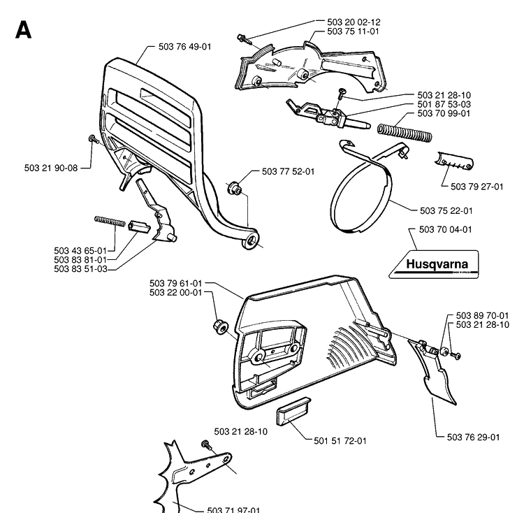 Chain Brake Diagram and Parts List for 365 19974900001-19991400000 Husqvarna Chainsaw