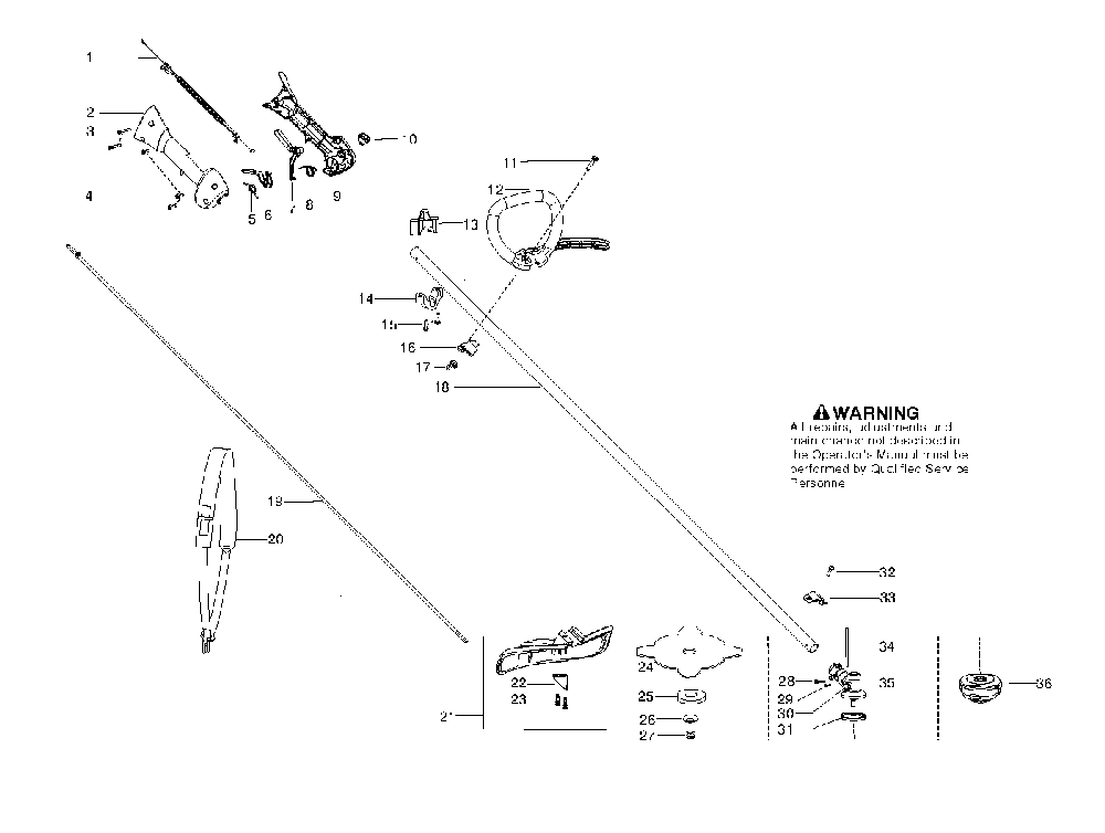 Shaft And Handle Diagram and Parts List for 125RJ 20103100001 Husqvarna Brush Cutter