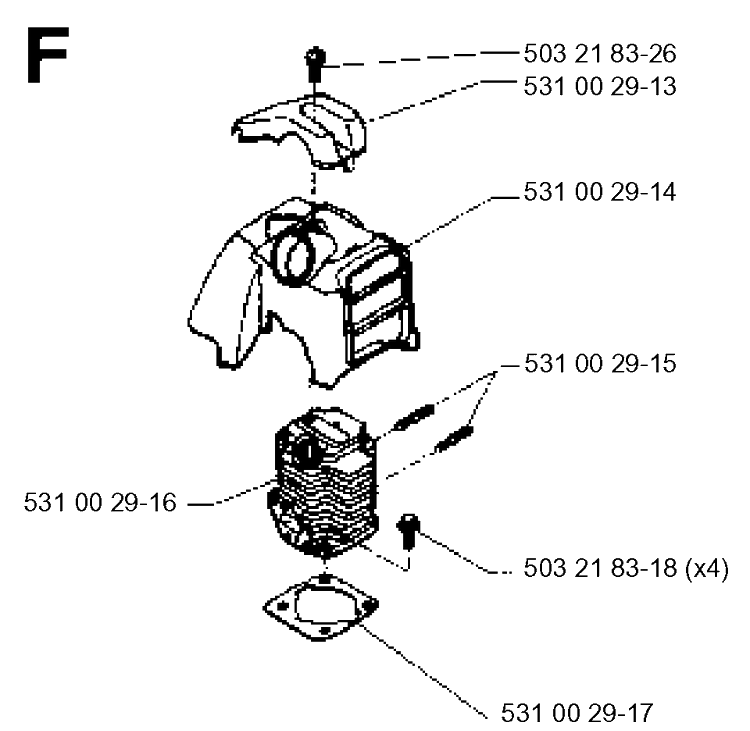 Cover Diagram and Parts List for 26H 19951400001-Current Husqvarna Hedge Trimmer