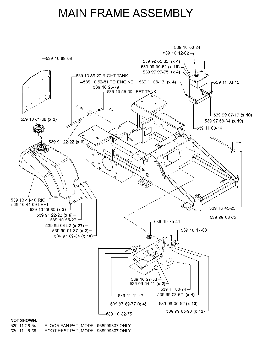 Frame Diagram and Parts List for IZ5224TLKOA (968999332)(2005-12) Husqvarna Lawn Tractor