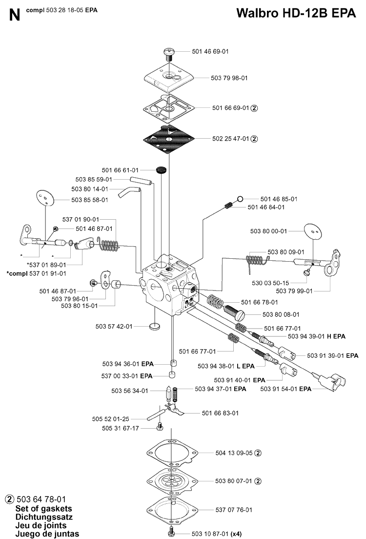 Carburetor Details 3 Diagram and Parts List for 365 20020100001-20034400000 Husqvarna Chainsaw